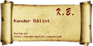 Kender Bálint névjegykártya